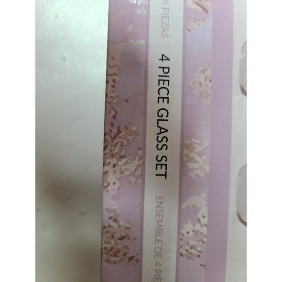 4 Piece Glass Set Party Sparkle Cheers Bubbly Rose Gold Letters Confetti 8oz NEW - Picture 2 of 6